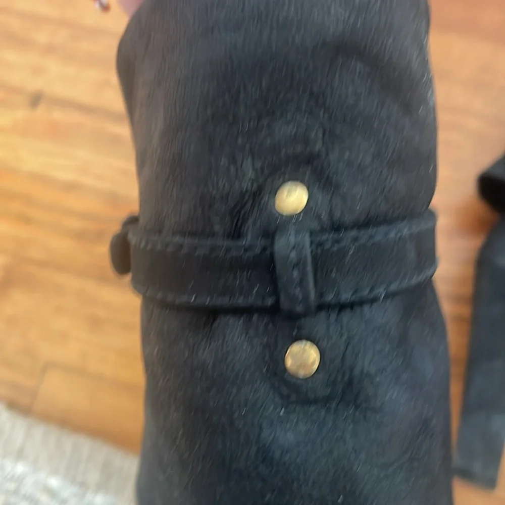 PRADA AUTHENTIC BLACK SUEDE BOOTS, Size 38.5, Like New - Picture 6 of 13